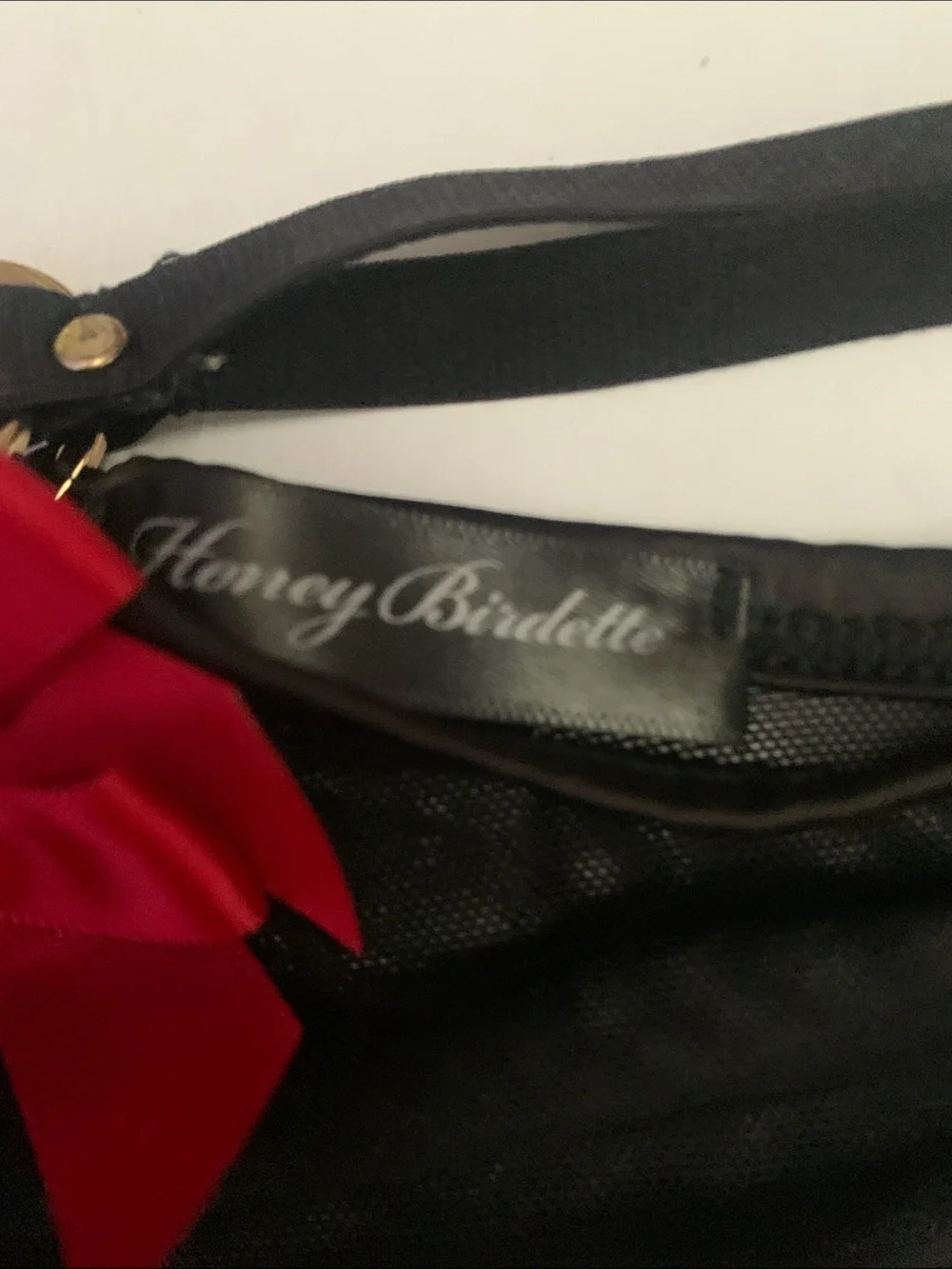 Honey Birdette Black Bikini Brief with Red Bow Accent